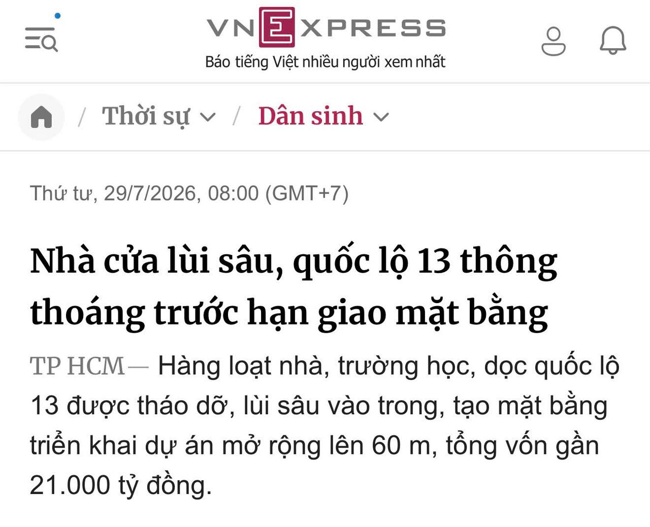 Quốc lộ 13 mở rộng lên 10-14 làn: Cú hích hạ tầng cho BĐS Thuận An